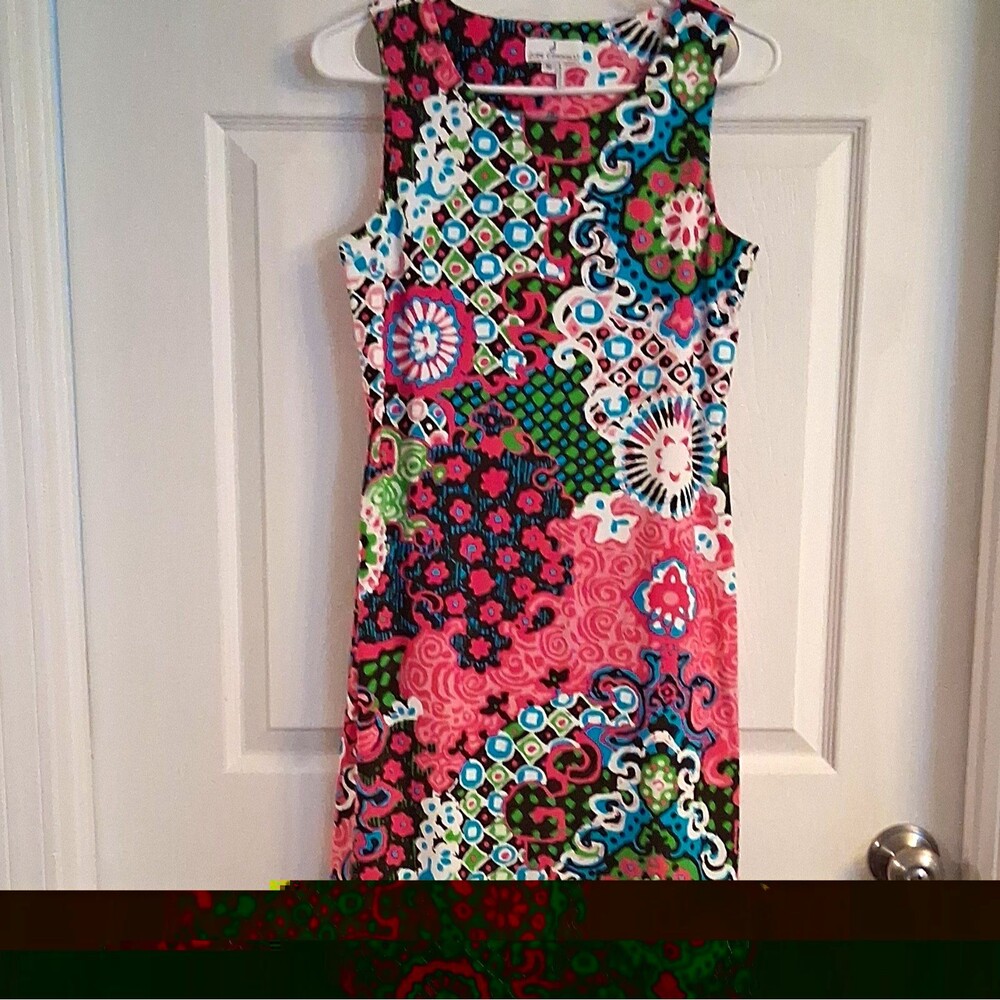 Jude Connally Dress Womens S Multicolor Geometric Shift Sleeveless Round Neck